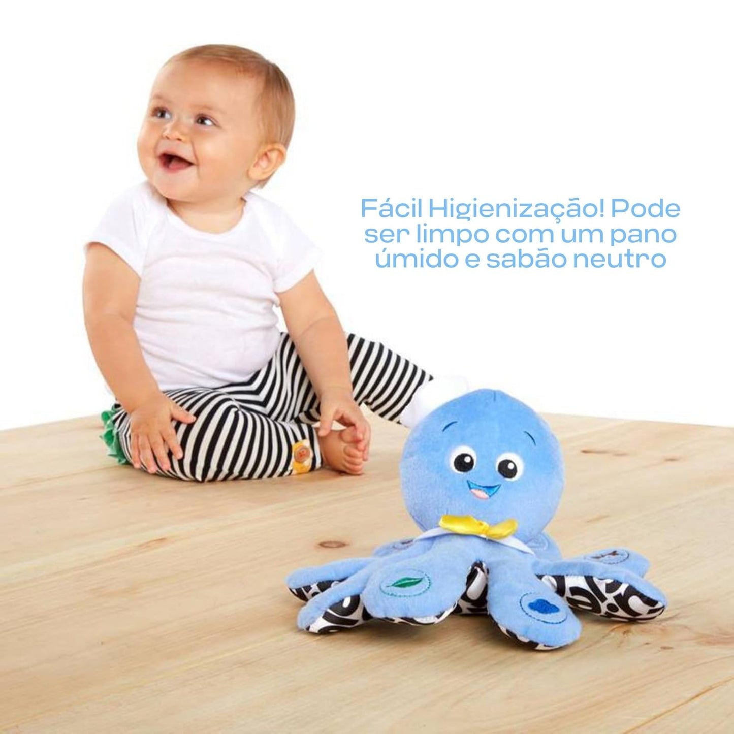 Octoplush Musical Huggable Stuffed Animal Plush Toy, Learn Colors in 3 Languages, Blue, 11" Age 3 Month and Up,