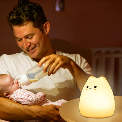 Cat Night Light for Kids,Cute Night Lamp for Nursery,Squishy Silicone Cat Touch Lights Portable, Gift for Birthday and Christmas for Kids Baby Children
