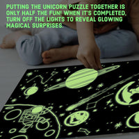 Outer Space – 100 Piece Glow in the Dark Jigsaw Puzzle with a Fun Scene of Planets and Stars and Hidden Details in the Dark