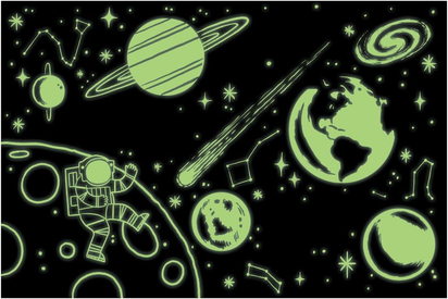 Outer Space – 100 Piece Glow in the Dark Jigsaw Puzzle with a Fun Scene of Planets and Stars and Hidden Details in the Dark
