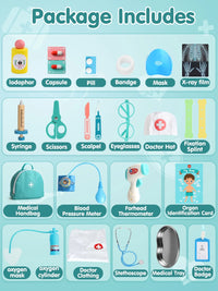 Doctor Kit for Kids Realistic, 36PCS Kids Doctor Kit Wooden, Doctor Pretend Playset