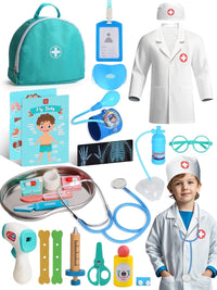 Doctor Kit for Kids Realistic, 36PCS Kids Doctor Kit Wooden, Doctor Pretend Playset