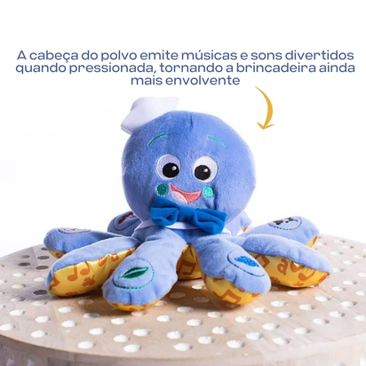Octoplush Musical Huggable Stuffed Animal Plush Toy, Learn Colors in 3 Languages, Blue, 11