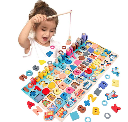 Montessori Educational Wooden Toys for Kids Montessori Toys Board Math Fishing Montessori Toys Educational for 1 2 3 Years Old