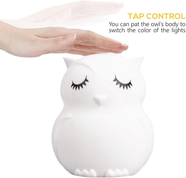 Remote Control Silicone Night Light for Kids - Owl Design with 9 Soft Colors & Sleep Timer - Rechargeable, Battery-Operated Lamp for Bedroom | Baby Nursery, Toddler, Girls, Boys