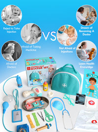 Doctor Kit for Kids Realistic, 36PCS Kids Doctor Kit Wooden, Doctor Pretend Playset