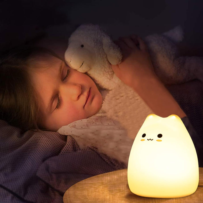 Cat Night Light for Kids,Cute Night Lamp for Nursery,Squishy Silicone Cat Touch Lights Portable, Gift for Birthday and Christmas for Kids Baby Children